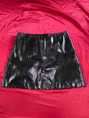 Express Black Patent Mini Skirt